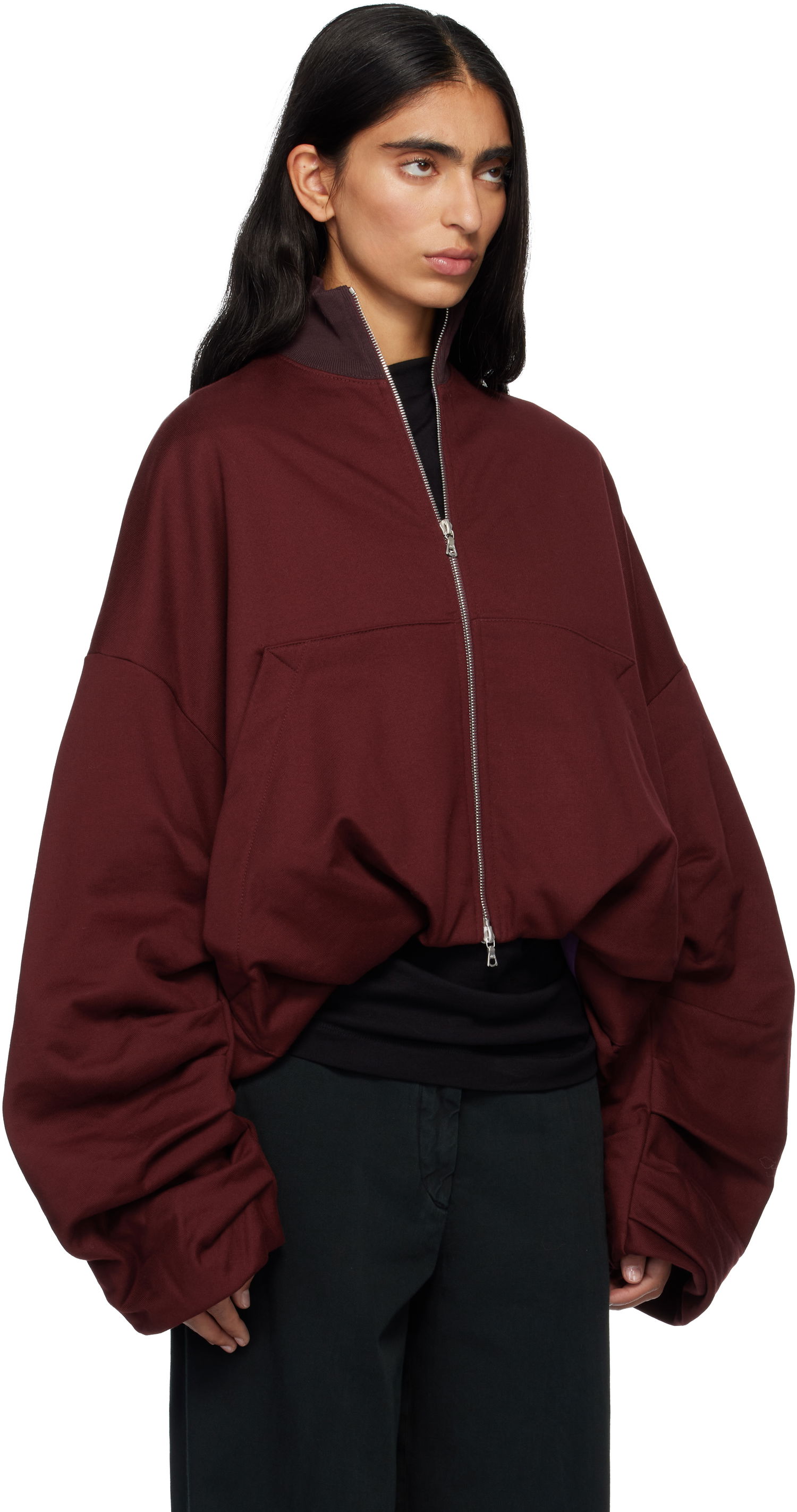 Bunda Dries Van Noten Dries Van Noten Draped Jersey Track Jacket Vínová | 252-011129-2611, 1