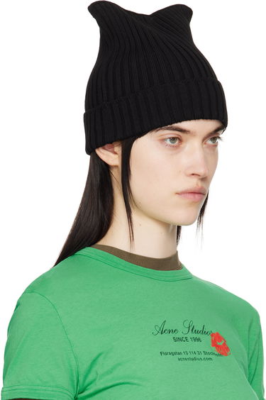Kulicha Acne Studios Acne Studios Ribbed Square Beanie Čierna | C40396-, 1