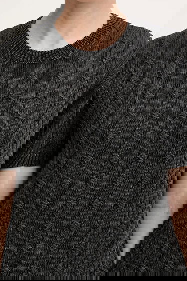 Sveter Carhartt WIP Carter Cotton Cable Knit Short-Sleeve Sweater Šedá | I035181.89GD, 3