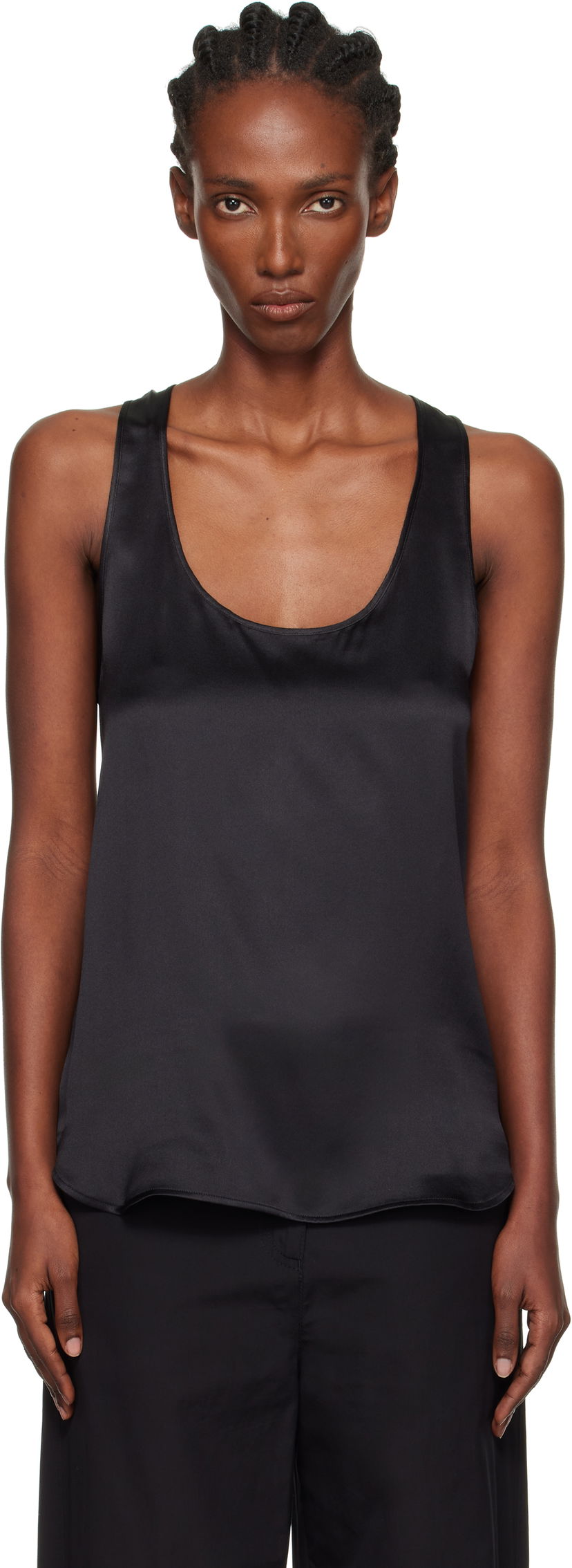 Tielko WARDROBE.NYC WARDROBE.NYC Silk Tank Top Čierna | W1137F25SE