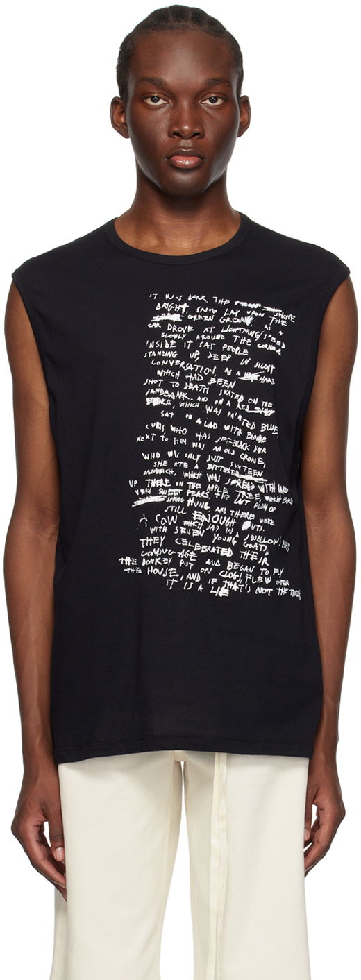 Tielko Ann Demeulemeester Sleeveless High Comfort Graphic Print Tank Top Čierna | 2301-M-JTO25-13-FA206-099, 0