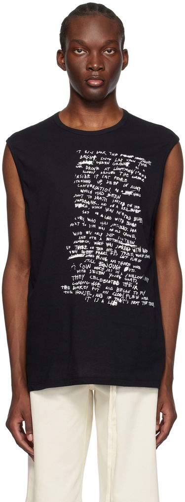 Tielko Ann Demeulemeester Sleeveless High Comfort Graphic Print Tank Top Čierna | 2301-M-JTO25-13-FA206-099, 0