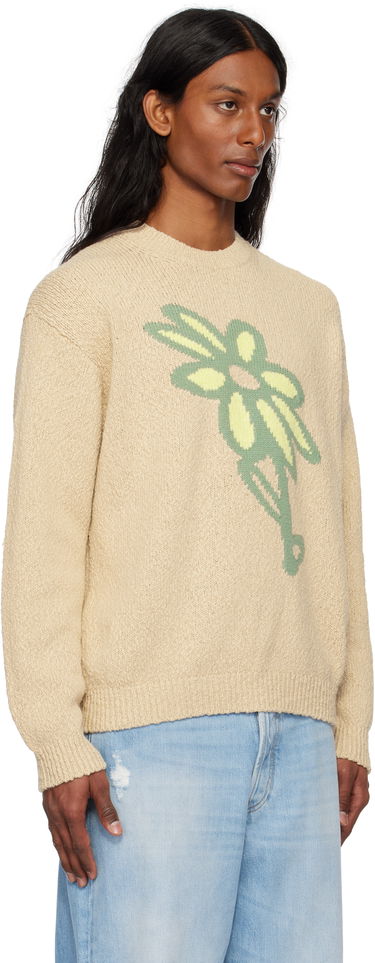 Sveter MAISON KITSUNÉ Maison Kitsuné Abstract Daisy Intarsia Sweater Béžová | OM00811KT1138, 1