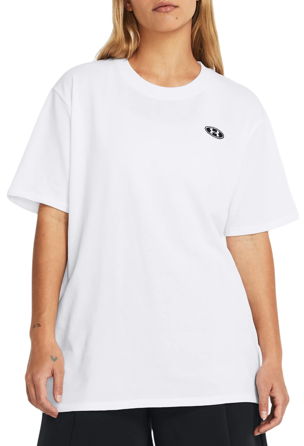 Tričko Under Armour Heavyweight Embroidered Patch Boyfriend Oversized Biela | 1383045-100, 0