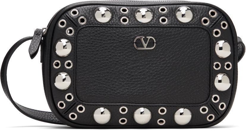 Taška cez rameno Valentino Garavani Nellcôte Studded Shoulder Bag Čierna | 7W2B0R74MJL