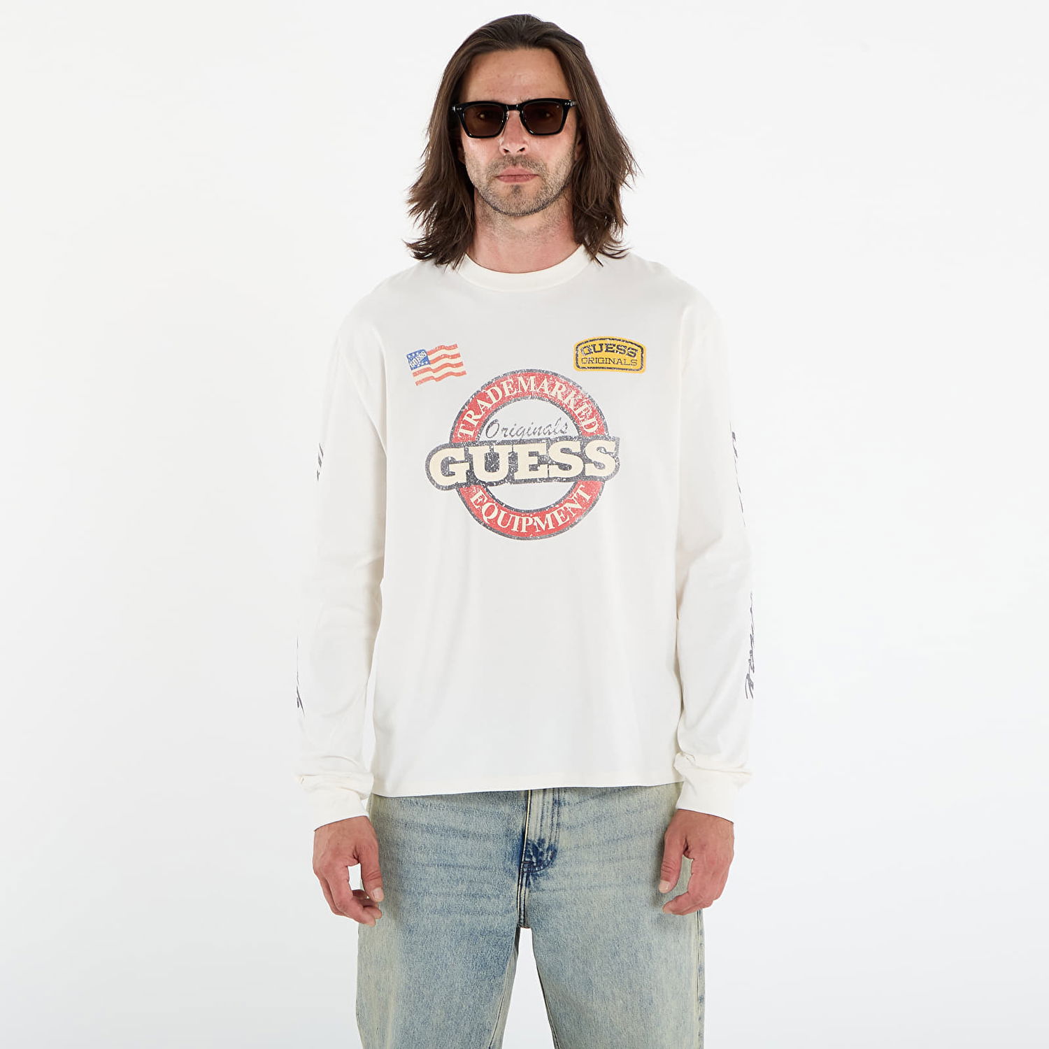 Tričko GUESS Guess Originals International Race Long Sleeve T-Shirt Biela | M5YI56K8FQ4-G053, 0