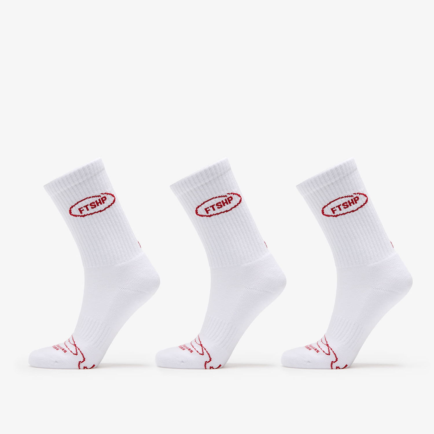 Ponožky Footshop Basic Crew Socks 3-Pack White Biela | FTSHP_357, 0
