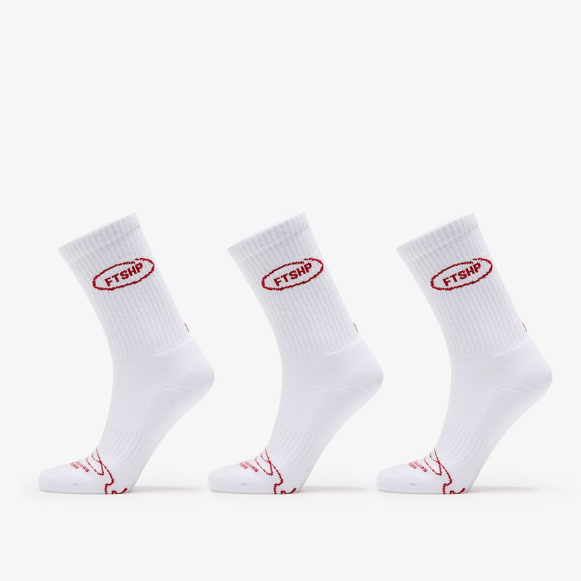 Ponožky Footshop Basic Crew Socks 3-Pack White Biela | FTSHP_357