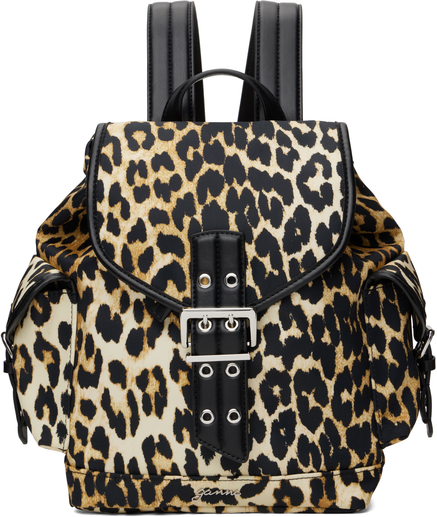 Batoh GANNI Ganni Leopard Print Small Nylon Bucky Backpack Béžová | A6617, 0