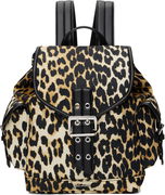 Ganni Leopard Print Small Nylon Bucky Backpack