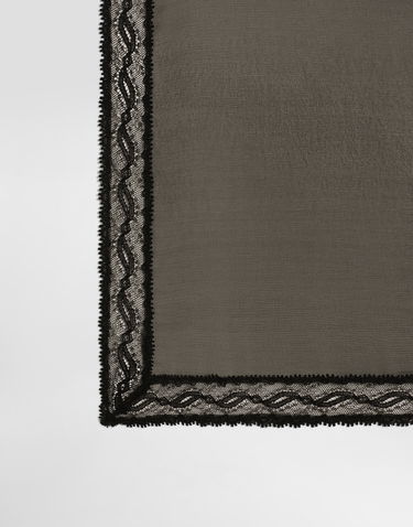 Šál Dolce & Gabbana Dolce & Gabbana Chiffon Scarf with Lace Bands (70x70) Šedá | FN092RGDCTAN0000, 3