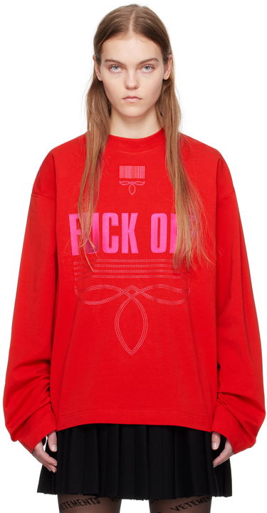 Mikina VETEMENTS VTMNTS Embroidered Long Sleeve T-Shirt Červená | VL20LS120R, 0