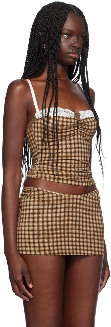 Tielko Miaou Miaou Enzo Gingham Tank Top Hnedá | 7092TJBPLD, 1