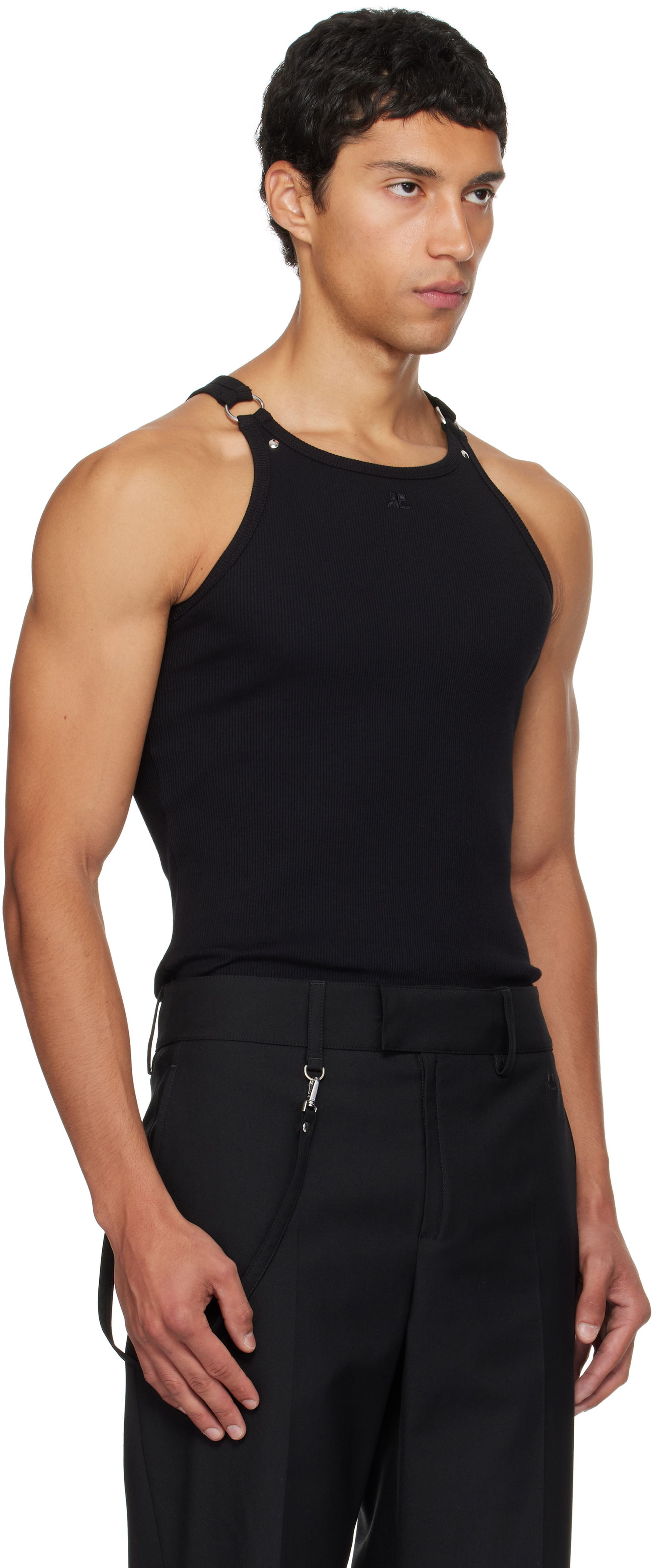 Tielko Courrèges Courrèges Buckle 90's Rib Tank Top Čierna | 325JDE139JS0194, 1