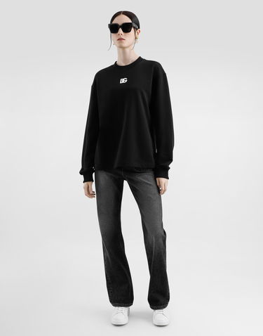 Mikina Dolce & Gabbana Dolce & Gabbana DG Embroidered Jersey Sweatshirt Čierna | F9S50ZGDCYCN0000, 1