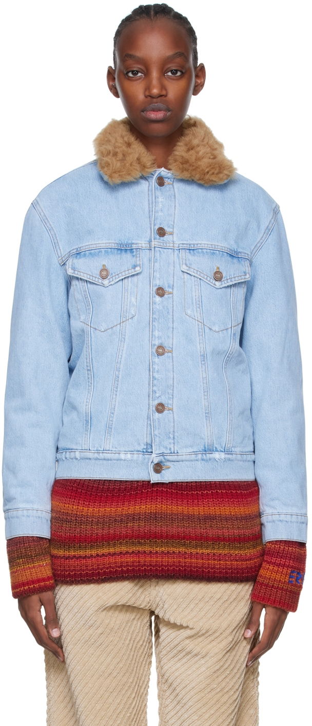 Bunda ERL ERL Faux Shearling Denim Jacket Modrá | ERL04J007, 0
