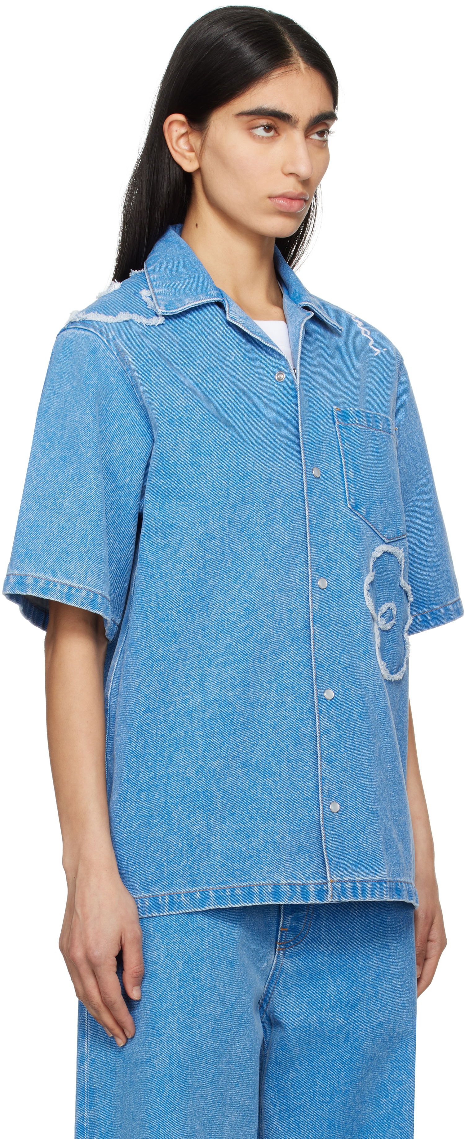 Košeľa Marni Marni Patched Denim Shirt Modrá | CAJD0614QS USCX34, 1