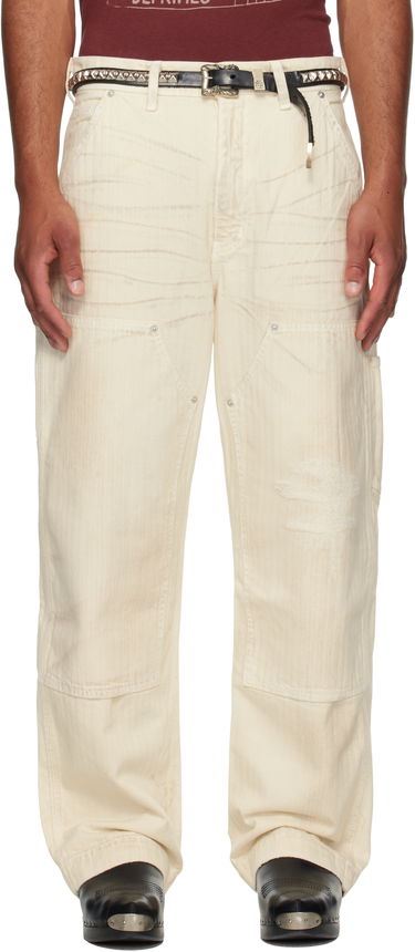 Nohavice Enfants Riches Déprimés Enfants Riches Déprimés Double Knee Paint Denim Trousers Biela | 050-409, 0