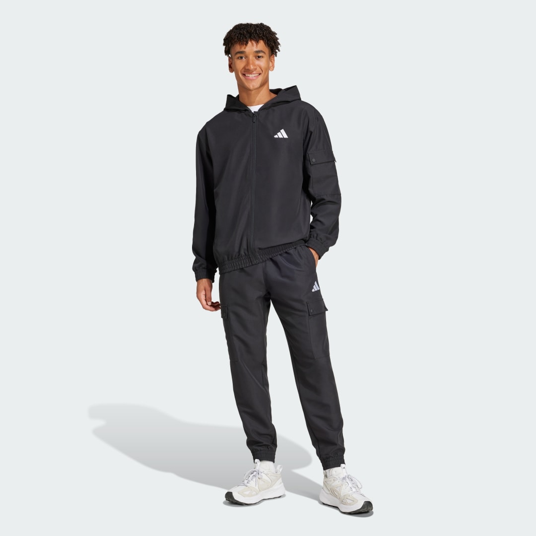 Súprava adidas Performance Sportswear Woven Cargo Tracksuit Čierna | JI8888, 0