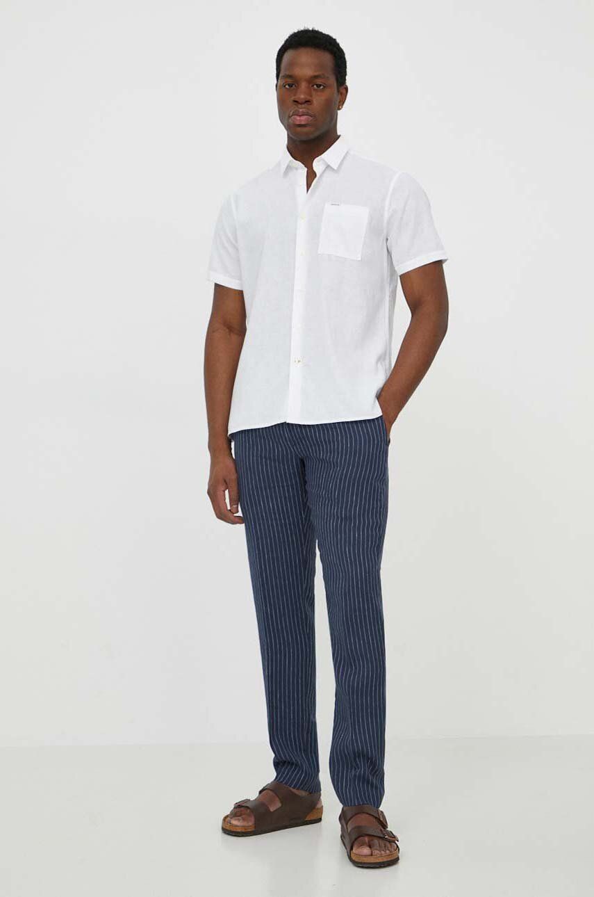 Košeľa Barbour Barbour Linen Shirt, Regular Fit Biela | MSH5093, 1