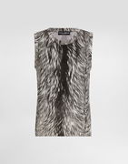 Dolce & Gabbana Silk Tank Top with Fur Print