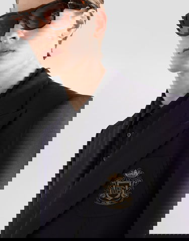 Bunda Dolce & Gabbana Embroidered Crest Double-breasted Portofino Wool Jacket Navy | G2WA1ZFU2YWB0665, 3