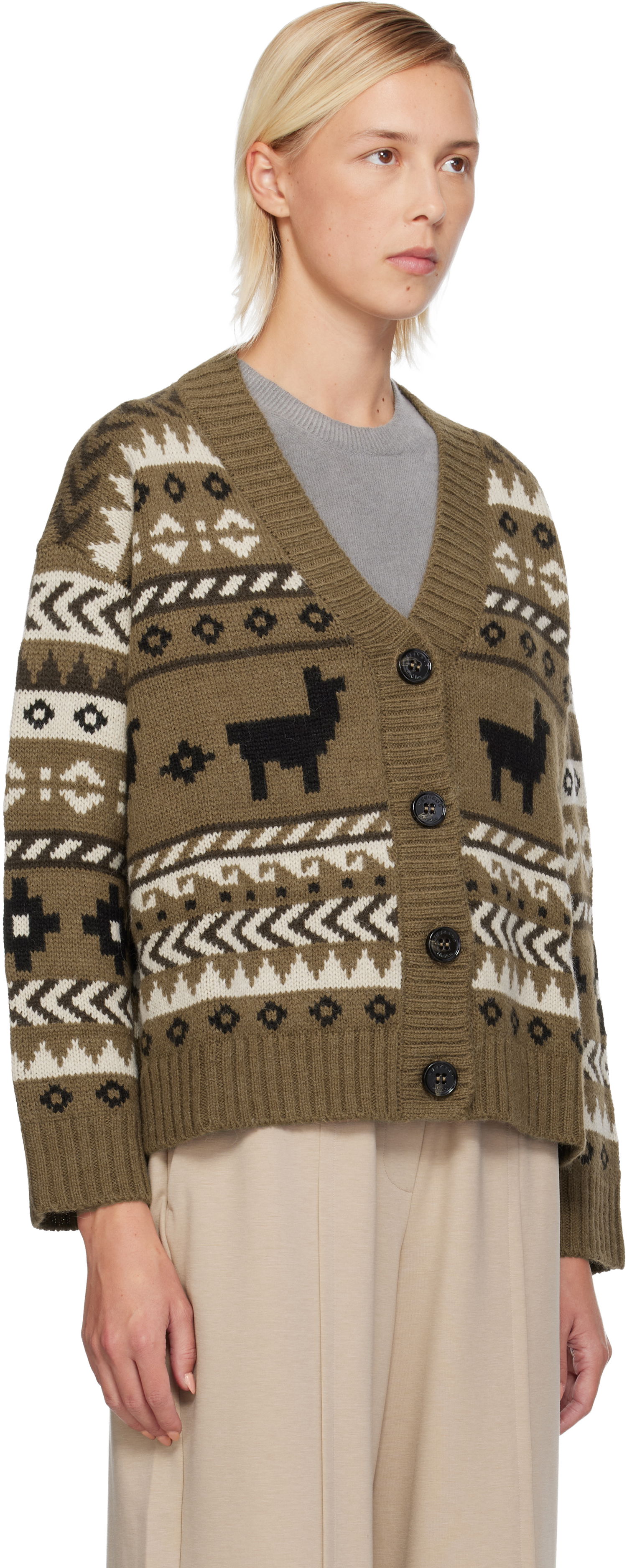 Sveter Max Mara Llama Motif Fair Isle Cardigan Rôznofarebný | 2525346092600, 1