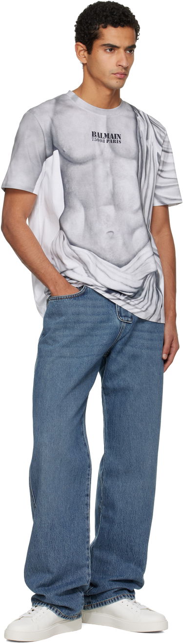 Tričko Balmain Statue Print T-shirt Šedá | FH1EG000GF07, 3