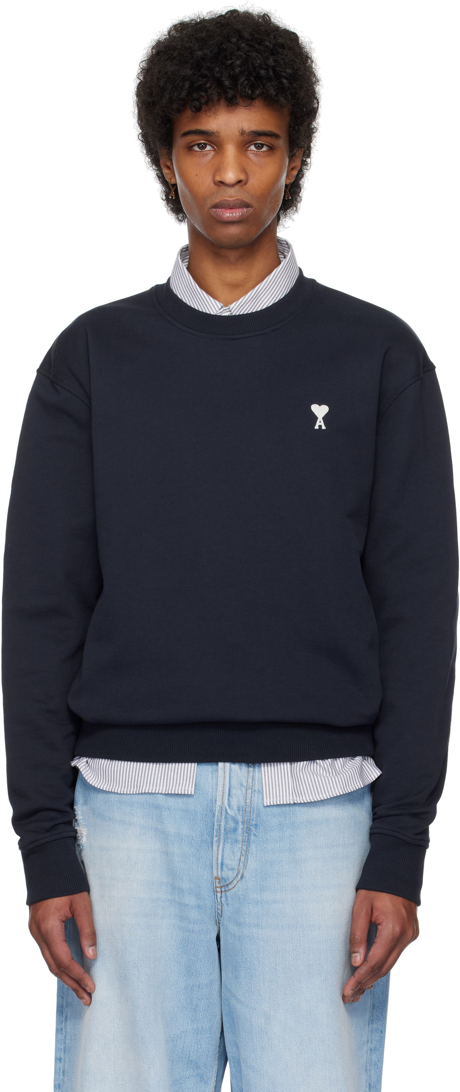 Sveter AMI AMI Paris De Coeur Cotton Sweatshirt Navy | HSW060.730, 0