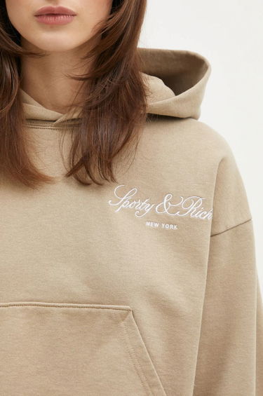 Mikina Sporty & Rich Sporty & Rich Vendome Script Embroidered Cropped Hoodie Béžová | ST074516232GY15, 3