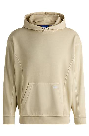 Mikina BOSS Vintage Eyelet Cotton-Terry Hoodie Béžová | 50538681, 0