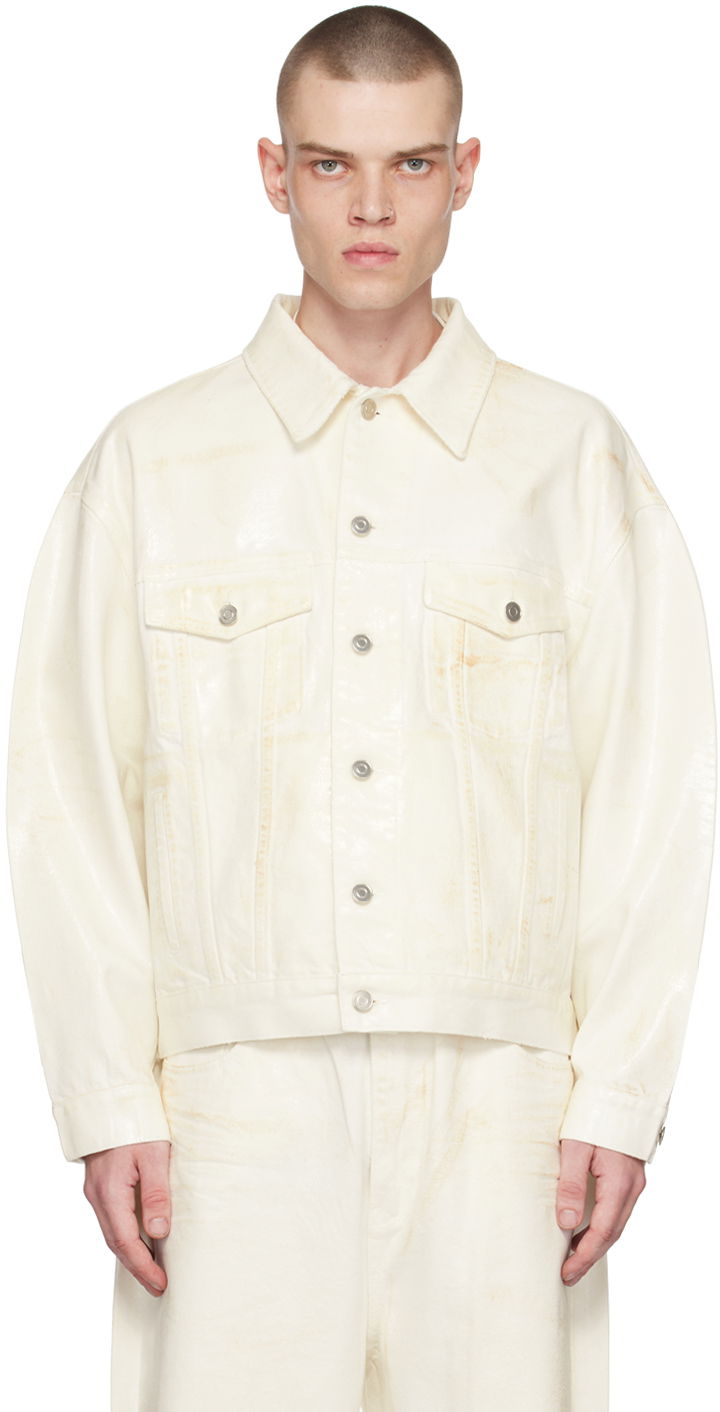 Bunda We11done We11done Foil Coated Trucker Jacket Biela | WD-DJ1-23-318-U-WH, 0