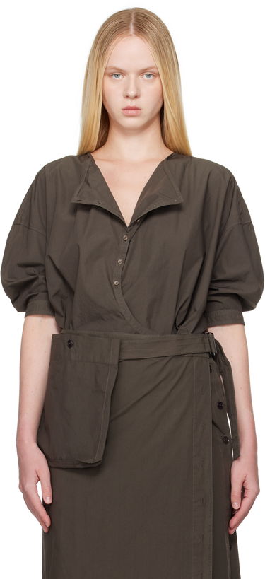 Šaty LEMAIRE Lemaire Short Sleeve Twisted Shirt Dress Zelené | SH1154 LF1356, 0