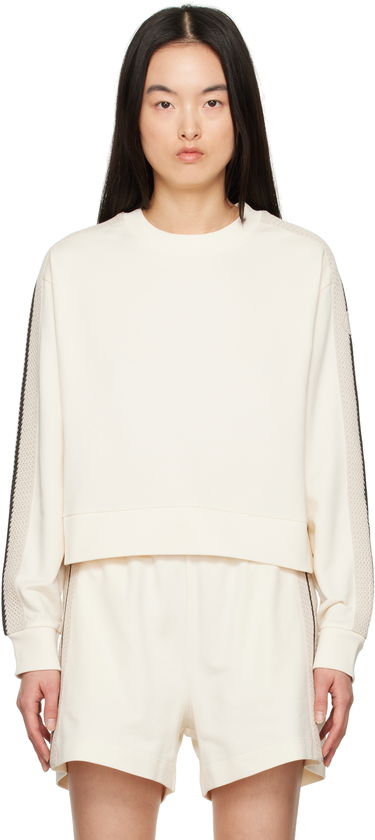 Sveter Moncler Moncler Cropped Sweatshirt with Striped Trim Biela | K10938G0003389A1K, 0