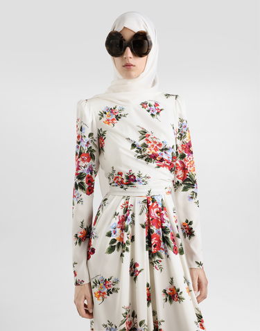 Šaty Dolce & Gabbana Flower Bouquet-print Charmeuse Dress Rôznofarebný | F610LTFSA8PHA5ZO, 3