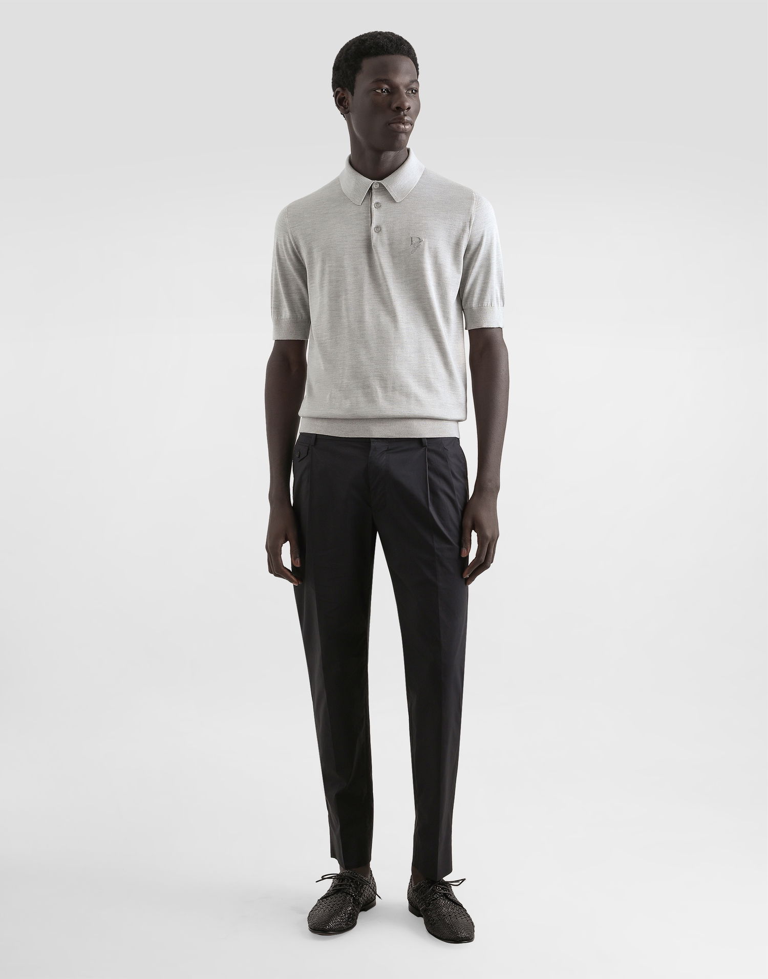 Polo tričko Dolce & Gabbana Dolce & Gabbana Silk Polo-Shirt with Logo Embroidery Šedá | GXZ02ZJBSK3N0493, 1
