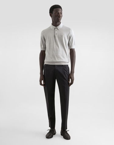 Polo tričko Dolce & Gabbana Dolce & Gabbana Silk Polo-Shirt with Logo Embroidery Šedá | GXZ02ZJBSK3N0493, 1