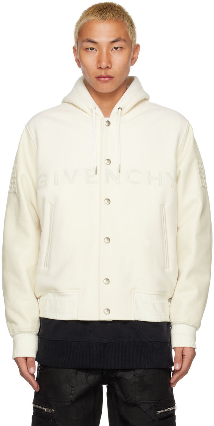 Bomber bunda Givenchy Givenchy Hooded Varsity Bomber Jacket Biela | BM011T6Y16, 0