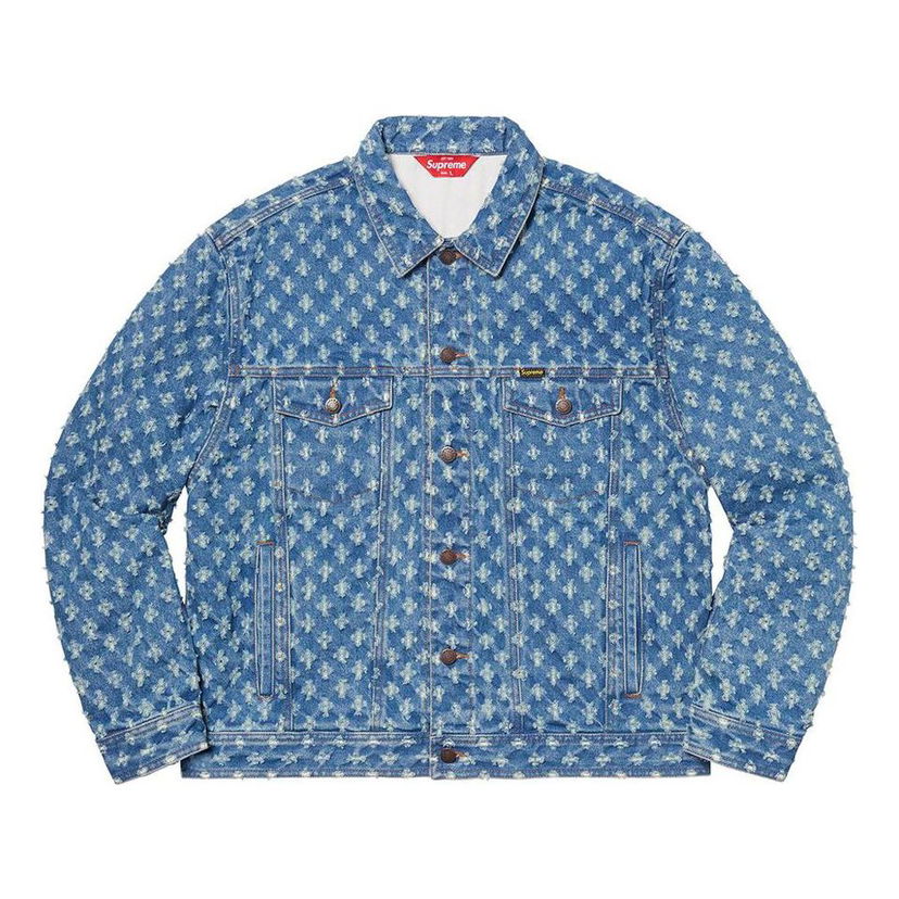 Bunda Supreme Hole Punch Denim Trucker Jacket Modrá | SUP-SS20-597
