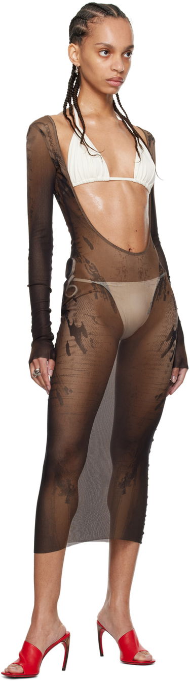 Šaty Jean Paul Gaultier Jean Paul Gaultier Shayne Oliver Edition Mesh Midi Dress Hnedá | 24/27-F-RO180-T550-6700, 4
