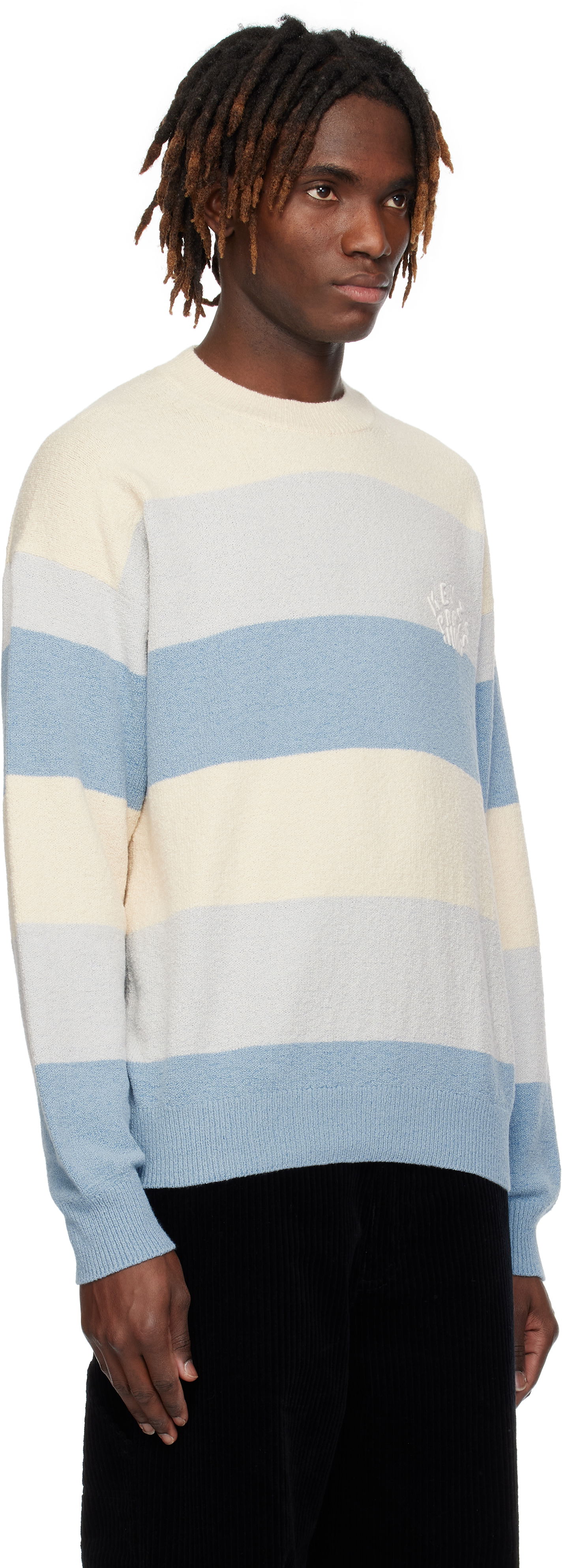 Sveter KENZO Kenzo Paris Embroidered Striped Sweater Modrá | FF55PU7063CC, 1