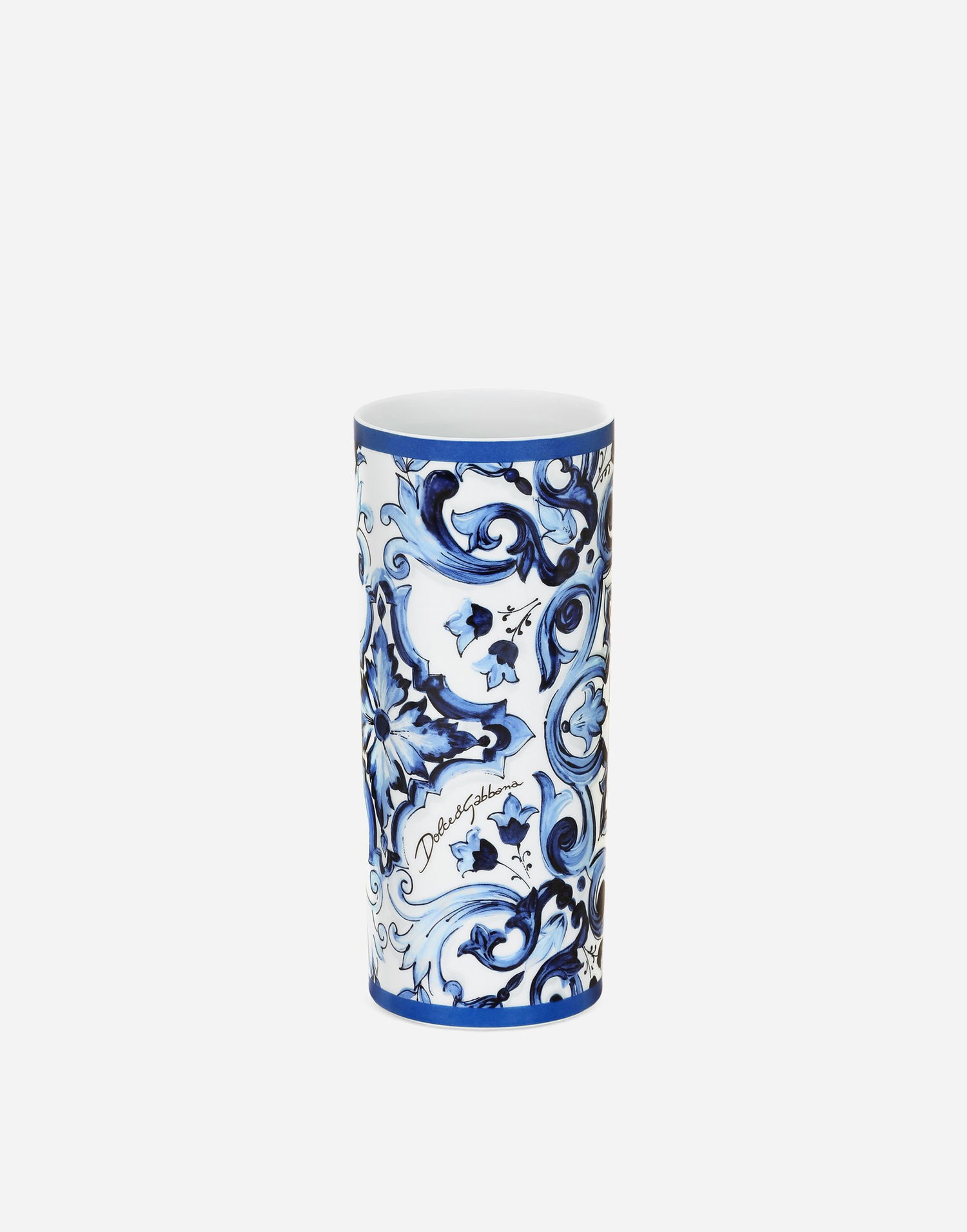 Home decor Dolce & Gabbana Dolce & Gabbana Cylindrical Porcelain Majolica-print Vase Rôznofarebný | TCC196TCAMZUB011, 1