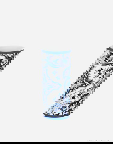 Home decor Dolce & Gabbana Dolce & Gabbana Cylindrical Porcelain Majolica-print Vase Rôznofarebný | TCC196TCAMZUB011, 1