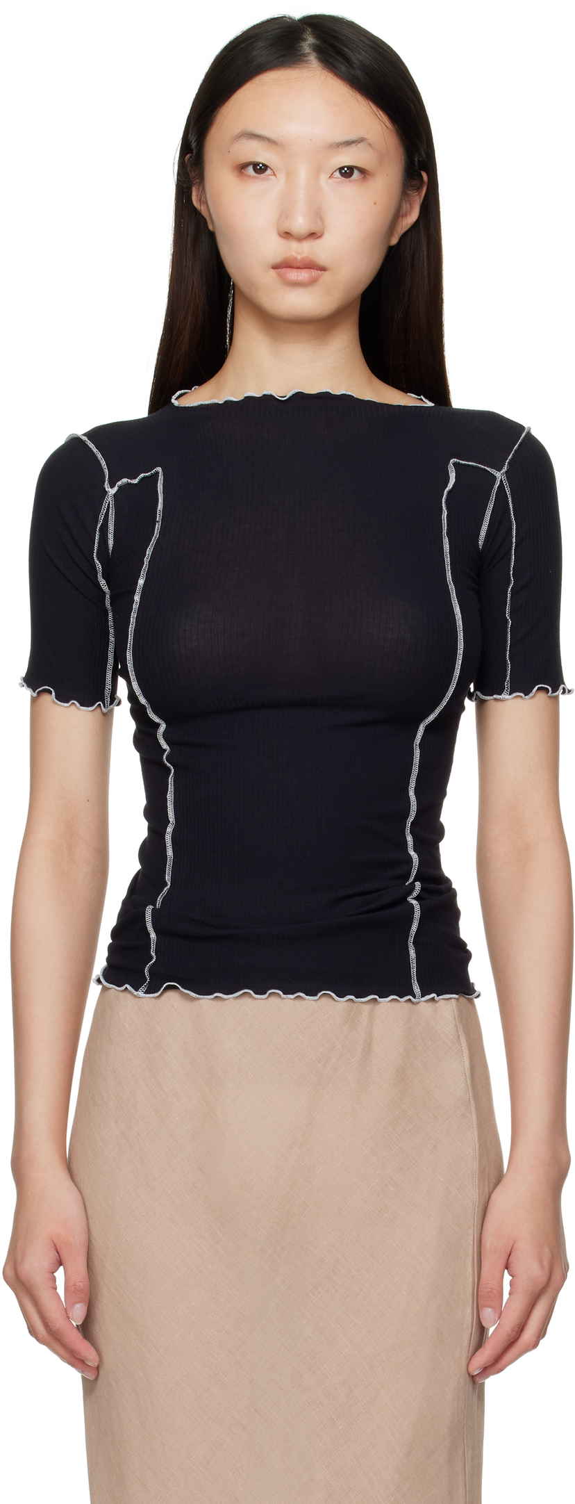 Tシャツ・カットソー Coperni FW25 CUT-OUT BABY TEE (COPJS158F5012 BLK) COPERNI: T-shirt woman - Black | Coperni t-shirt