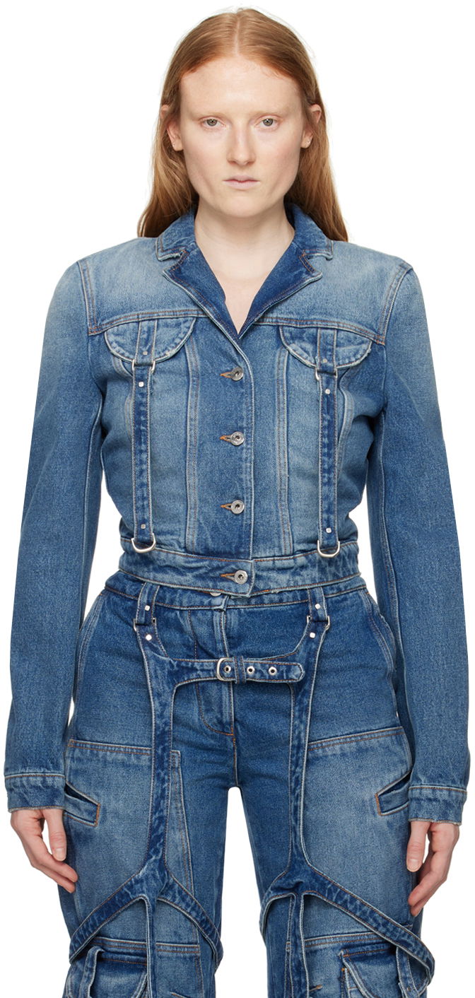 Bunda Off-White Blue Cargo Denim Jacket Modrá | OWYE052C99DEN0014500, 0