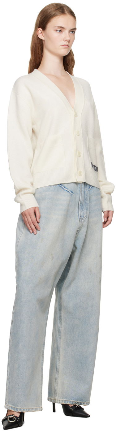 Sveter We11done Jacquard-Logo  Cardigan Biela | WD-KC3-23-621-U-IV, 3