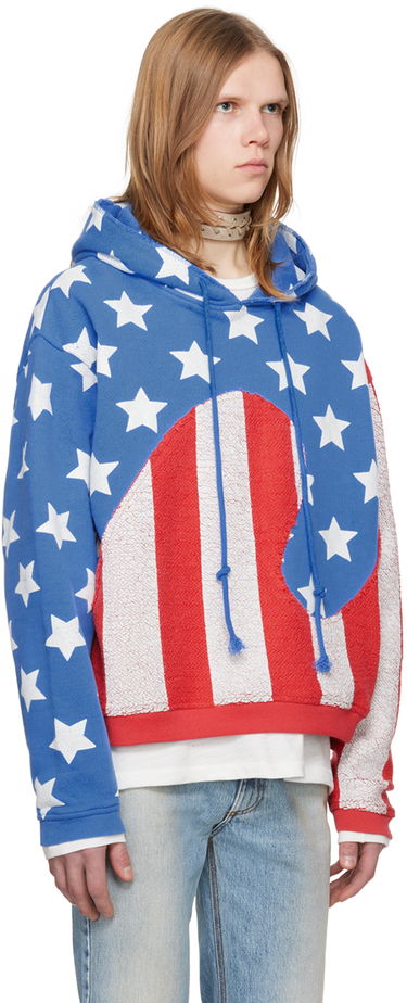 Mikina ERL Stars & Stripes Swirl Print Fleece Hoodie Červená | ERL07T022, 4