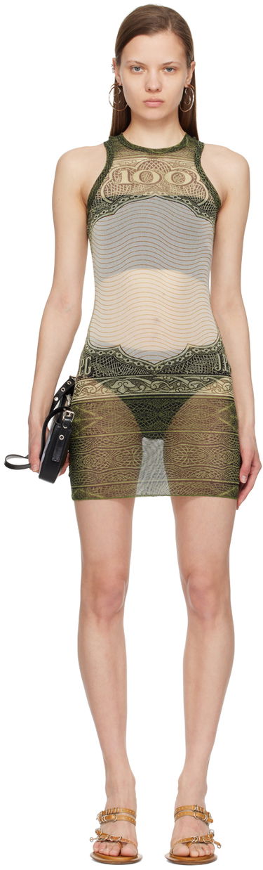 Šaty Jean Paul Gaultier Jean Paul Gaultier 'The Cartouche' Sheer Minidress Zelené | 24/25-F-RO157-T515-400300156, 0