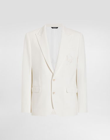 Bunda Dolce & Gabbana Dolce & Gabbana Single-Breasted Stretch Jersey Jacket with Logo Embroidery Biela | G2TJ5ZGJ070W0111, 0