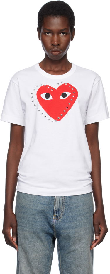 Tričko Comme des Garçons COMME des GARÇONS PLAY Stud Print Red Heart T-Shirt Biela | AX-T803-051, 0